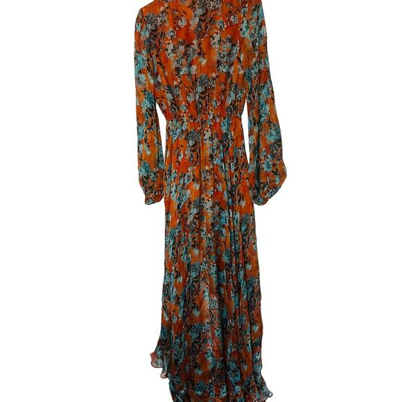 Caroline Constas Vivian Asymmetric Ruffled Floral Silk Chiffon Dress size Medium - Picture 4 of 16